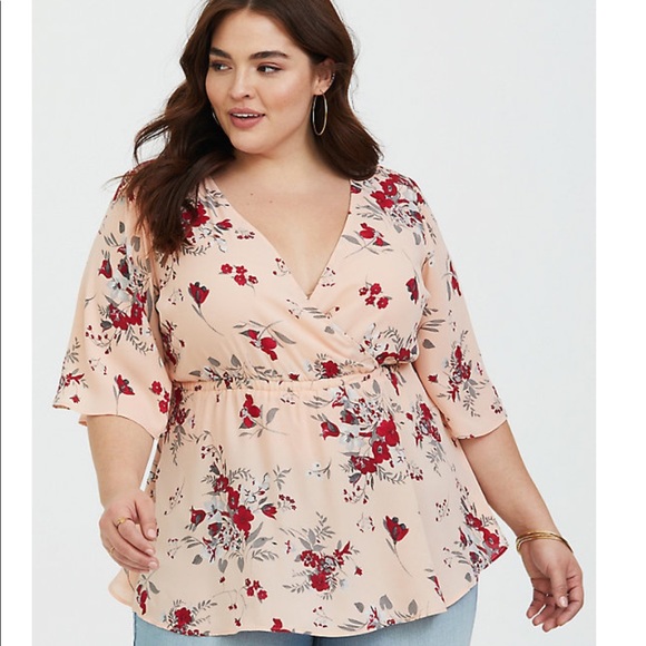 ❌SOLD❌ LILY PINK FLORAL GEORGETTE BABYDOLL BLOUSE - Picture 1 of 6